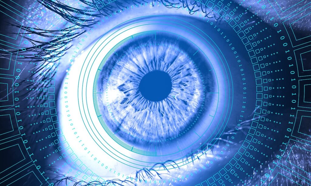 eye, information, technology, digital, security, vision, internet, future, cyberspace, science, cyber, futuristic, blue technology, blue science, blue internet, blue eye, blue digital, blue future, blue security, blue information, blue vision